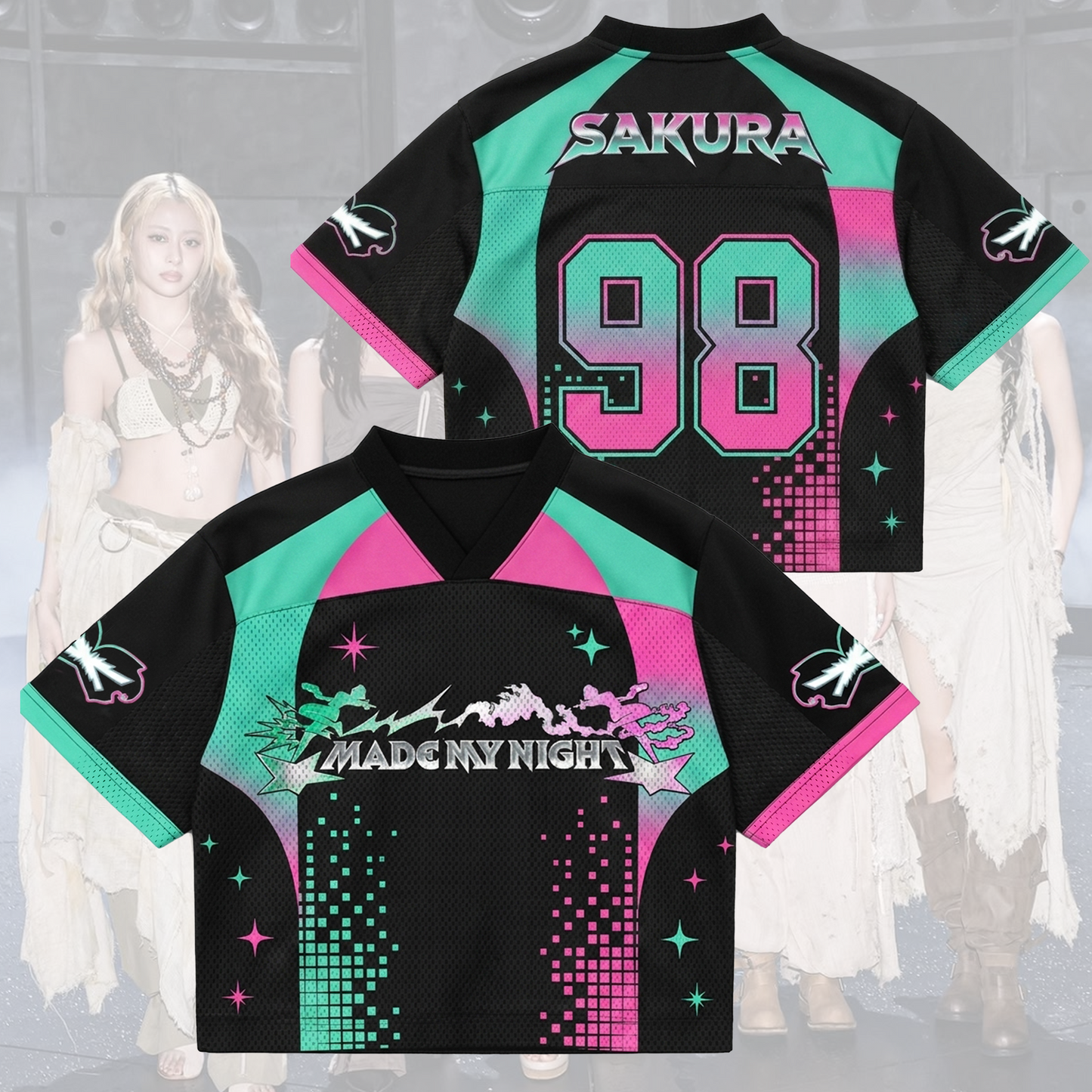 Wonderful FEARNOT Le Serrafim Pureflow Mixed Mesh Jersey Made My Night Gift for Fan