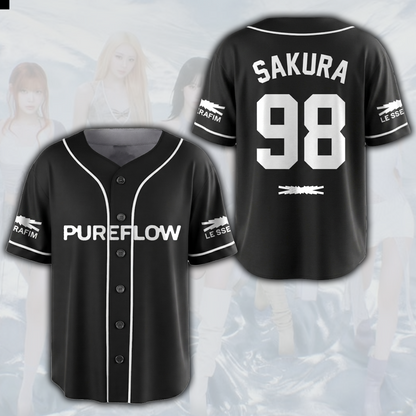 Pureflow World Tour Le Sserafim Black Baseball Jersey Gift For Fans