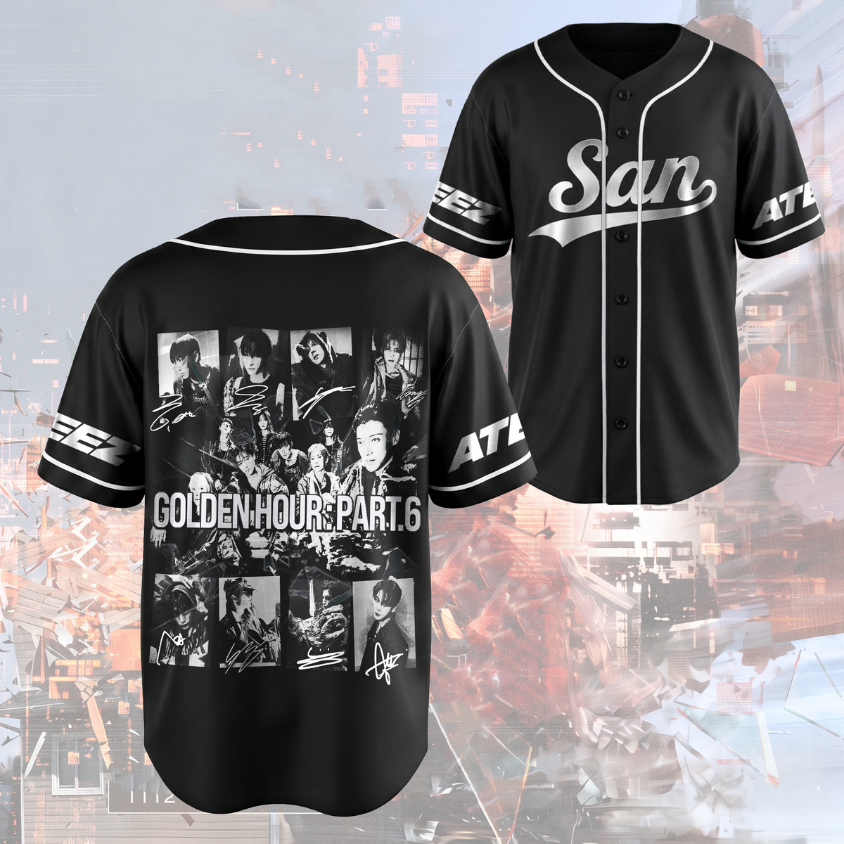Cypher Ateez Golden Hour Konzert Baseballtrikot Fan-Edition