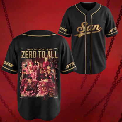 Dynamic Ateez Zero To All World Tour Golden Hour Series Baseball Jersey Gift For Fans