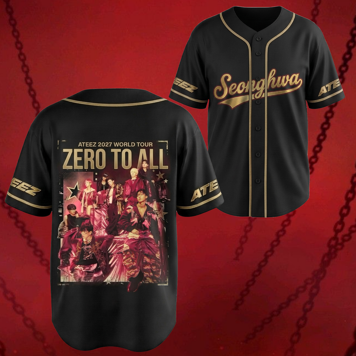 Dynamic Ateez Zero To All World Tour Golden Hour Series Baseball Jersey Gift For Fans