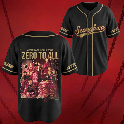 Dynamic Ateez Zero To All World Tour Golden Hour Series Baseball Jersey Gift For Fans