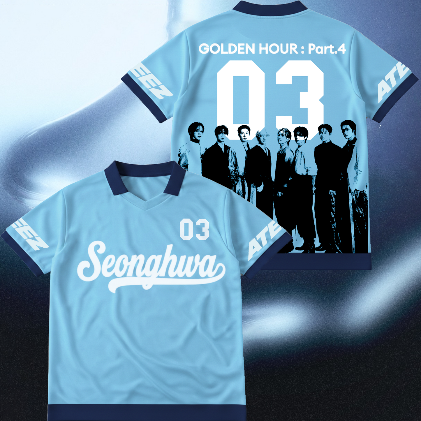 ATEEZ Golden Hour Part 4 Winged Neck Baseball Shirt Gifts