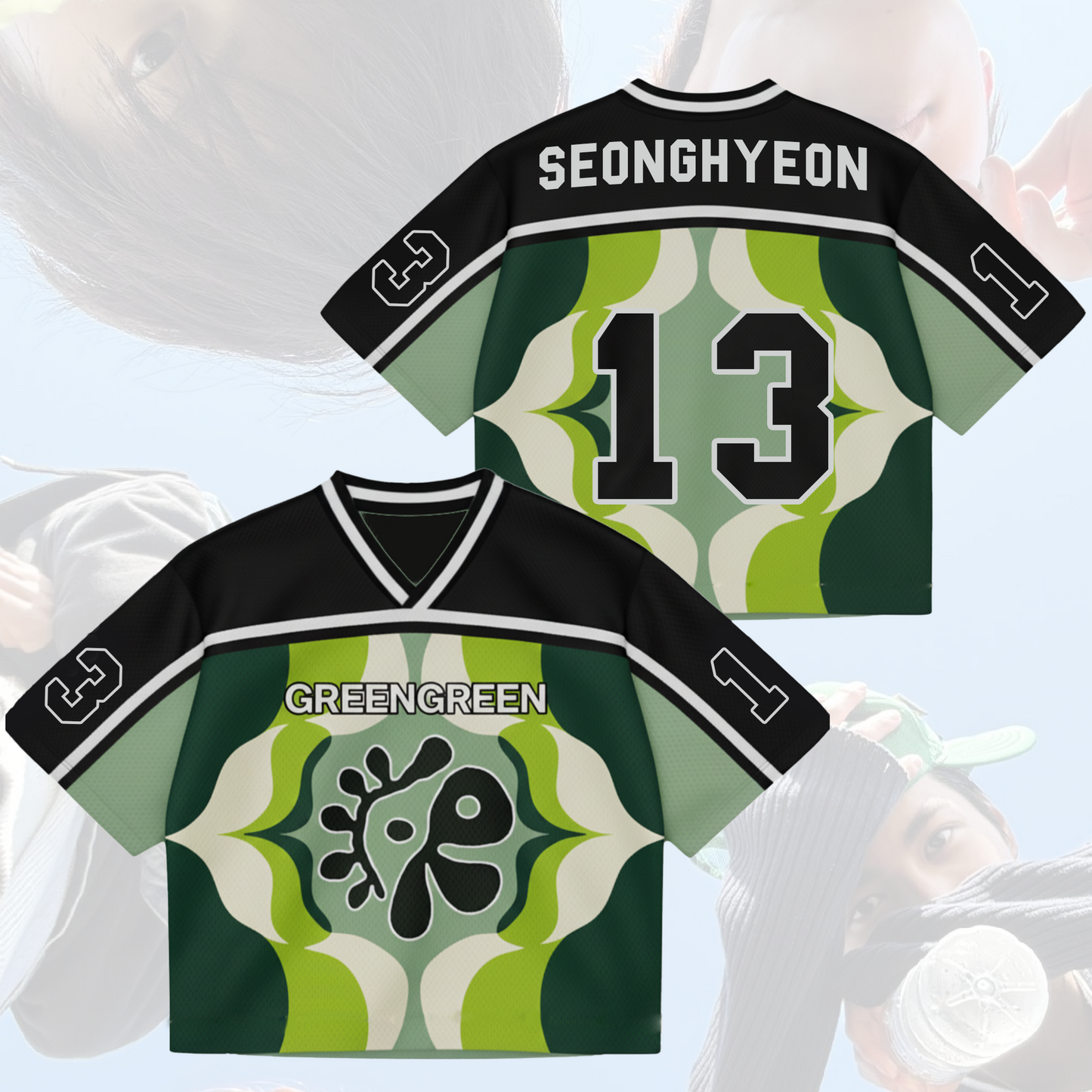 Green Floral Cortis Album Mixed Mesh Jersey