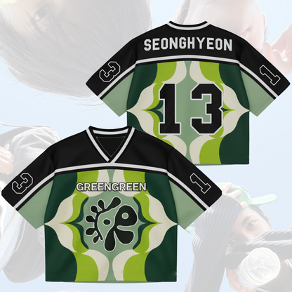 Green Floral Cortis Album Mixed Mesh Jersey