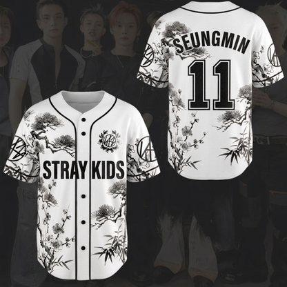 Magnificent Stray Kids STAY White Baseball Jersey Run It Tour Gift for Fan