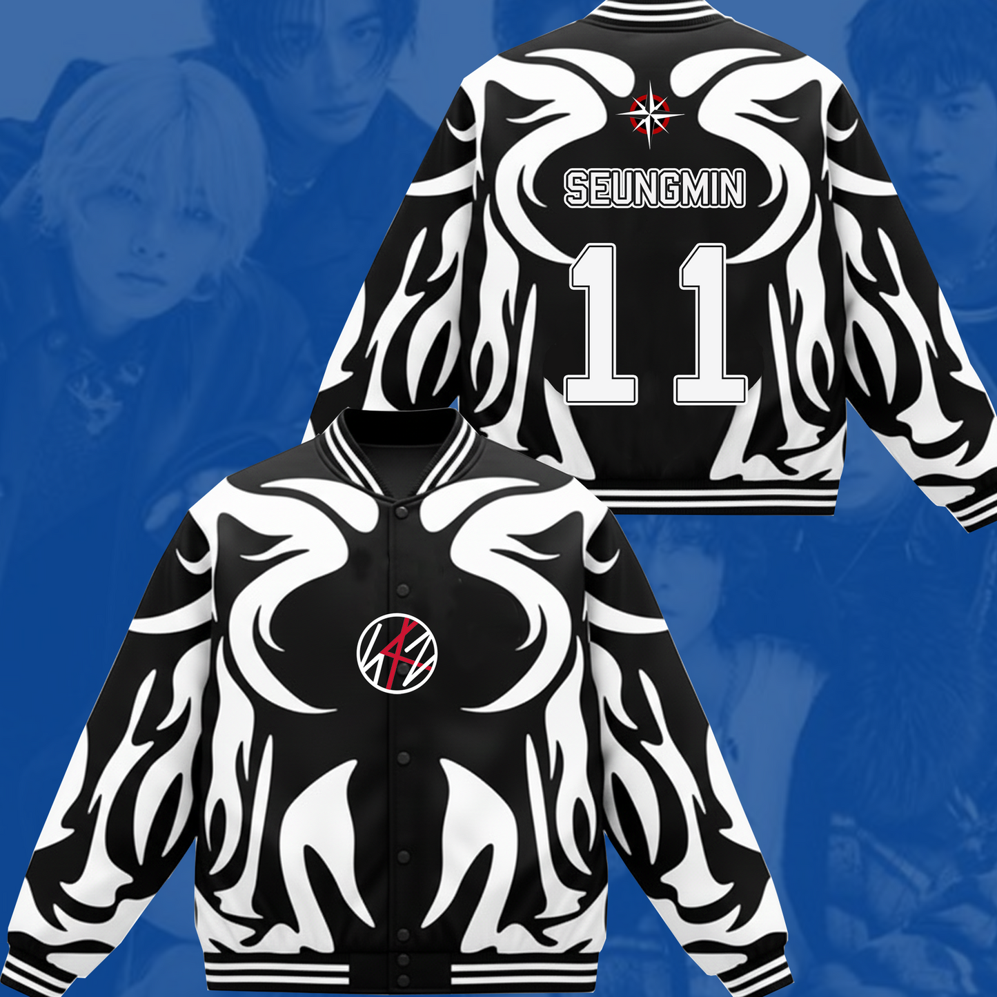 WAVESTEEᵀᴹ Cute Stray Kids SKZ Stay CowMotion Baseball Jacket