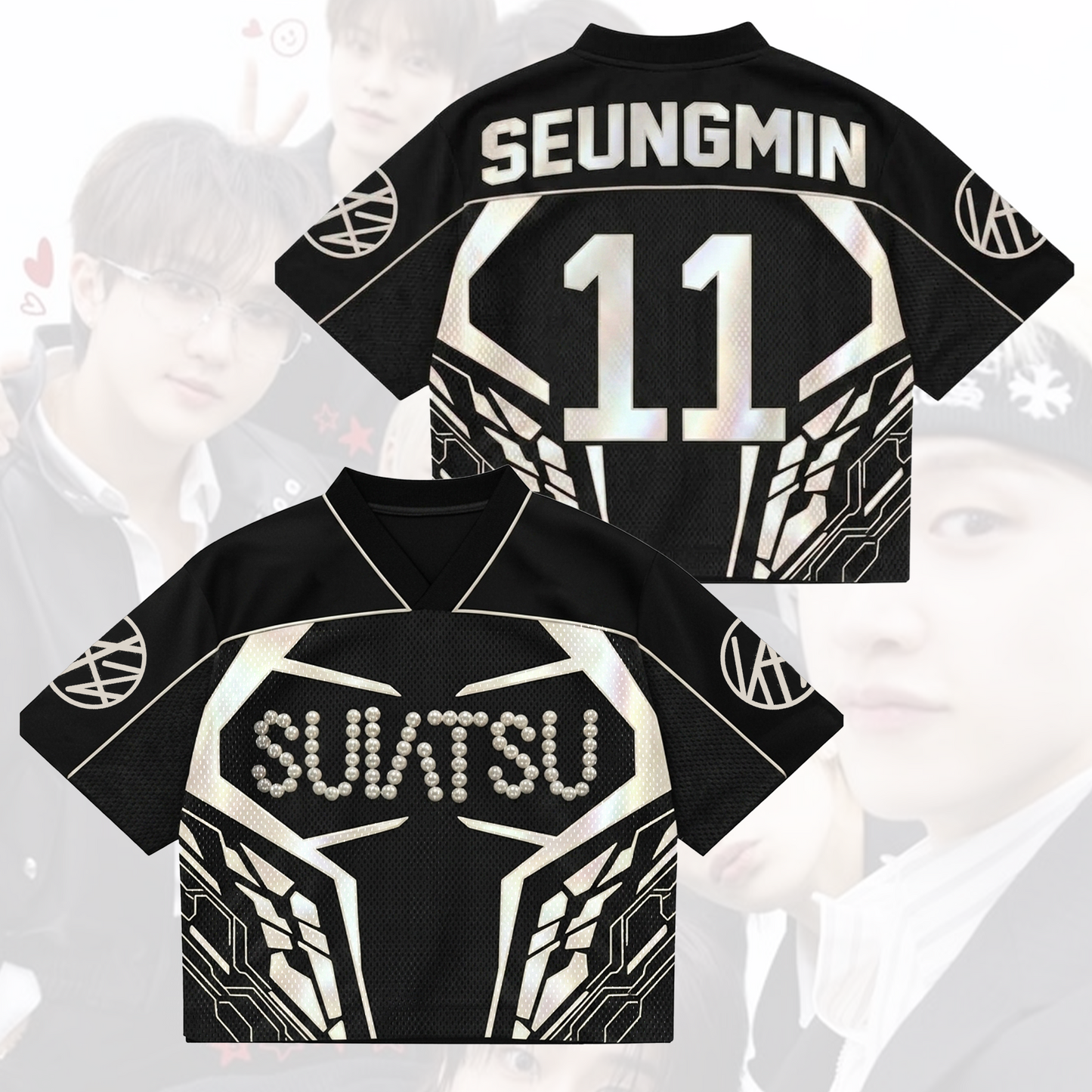 SUIATSU Stray Kids  Mixed Mesh Jersey Run It Tour Gift For Fans