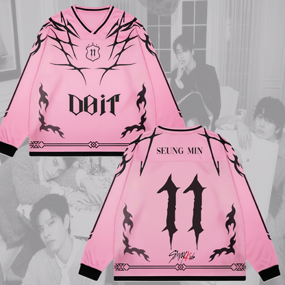 Pink Stray Kids Do It Album Splicing Long Sleeved Gift For Lovers