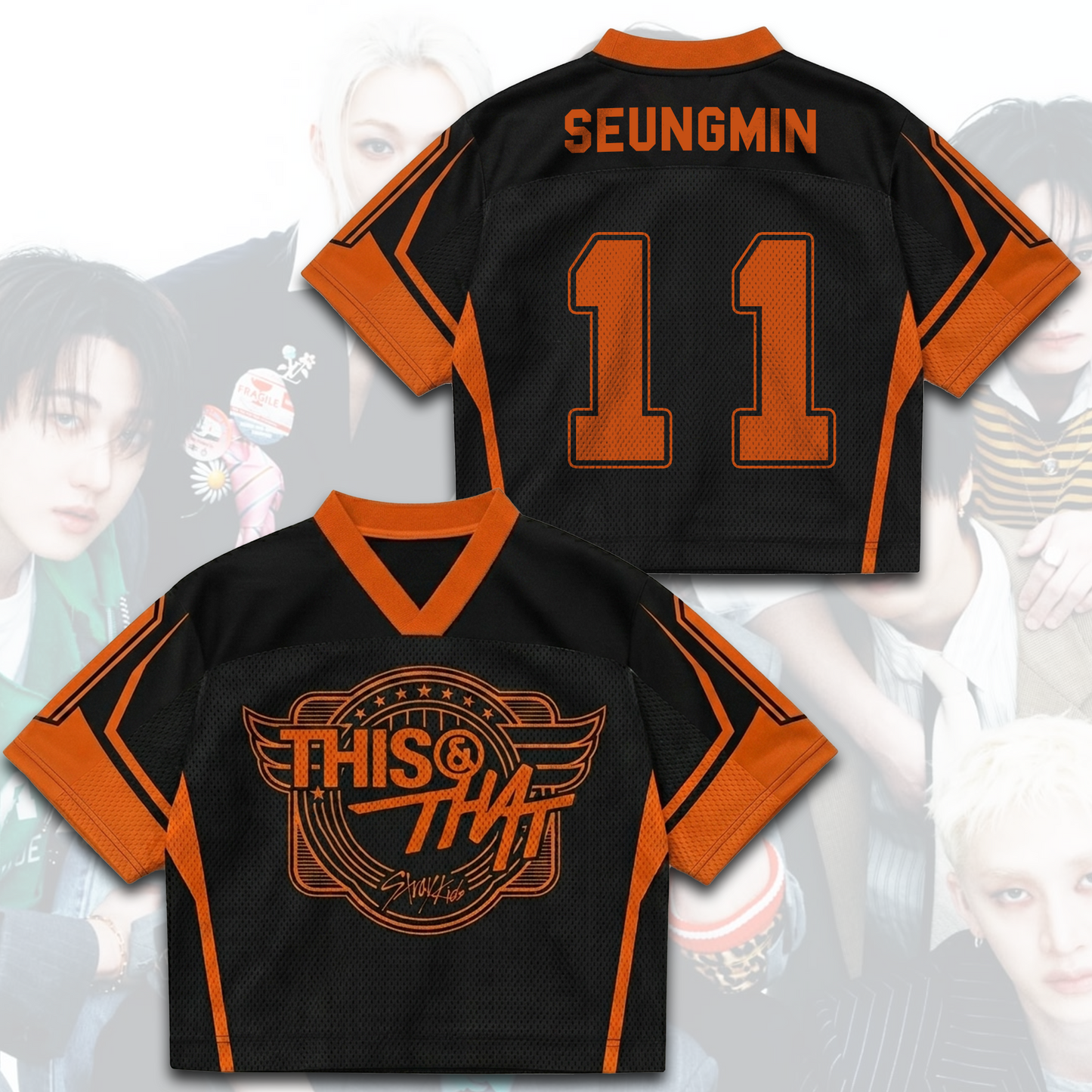 Dynamic Winged Stray Kids This That Mixed Mesh Jersey Top Fan Gift