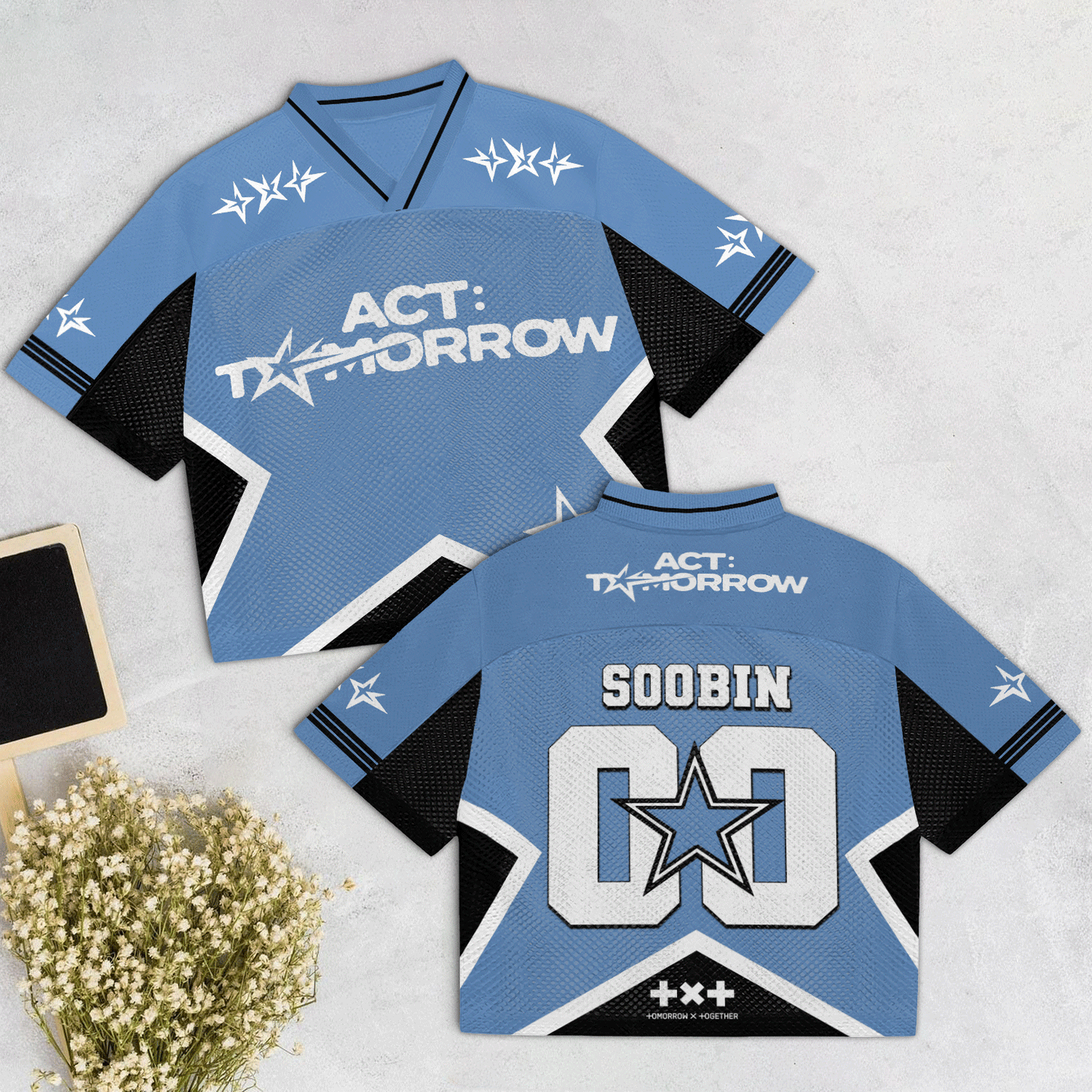2025 World Tour ACT:TOMORROW Mixed Mesh Jersey Football Ver Black Light Blue