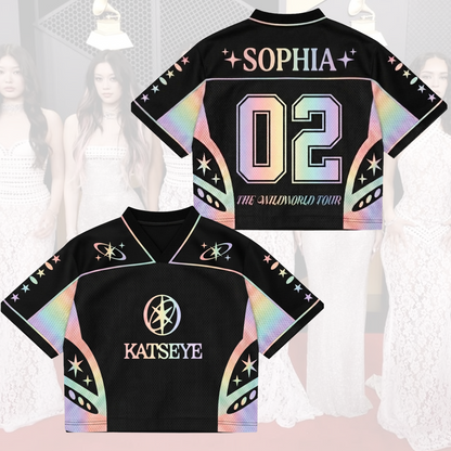 Fairycore Katseye The Wildworld Tour Mixed Mesh Jersey Top Gift For Fans