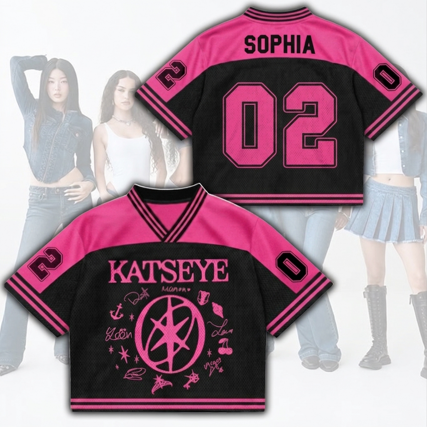 Hot Pinky Katseye The Wildworld Tour Mixed Mesh Jersey Fan Edition
