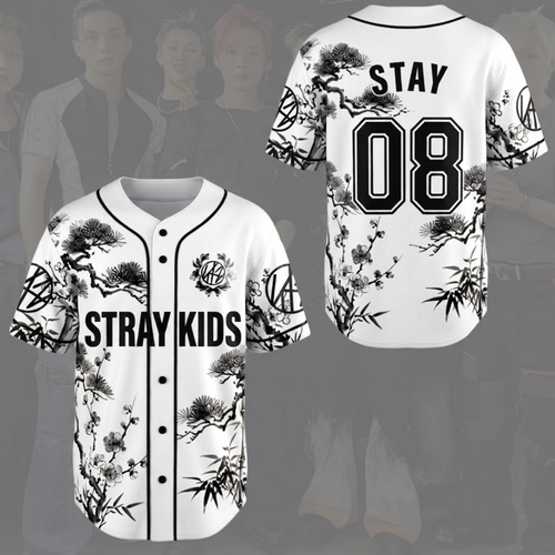 Magnificent Stray Kids STAY White Baseball Jersey Run It Tour Gift for Fan