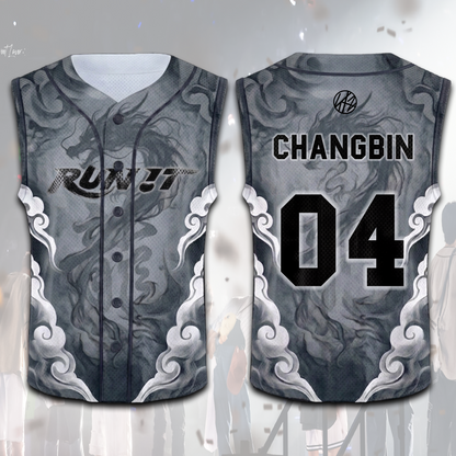 Edgy Stray Kids Run It World Tour Dragon Sleeveless Mesh Baseball Jersey Fan Edition