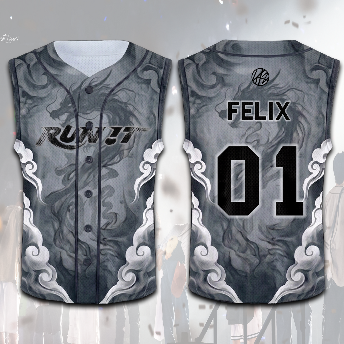 Edgy Stray Kids Run It World Tour Dragon Sleeveless Mesh Baseball Jersey Fan Edition