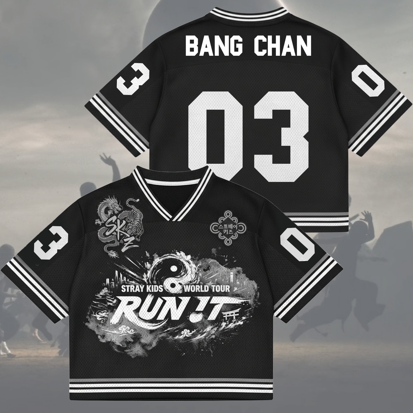 Traditional Run It World Tour Stray Kids Mixed Mesh Jersey Fan Edition
