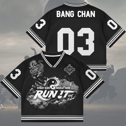 Traditional Run It World Tour Stray Kids Mixed Mesh Jersey Fan Edition