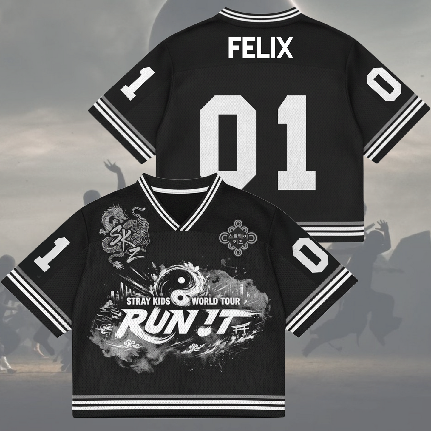 Traditional Run It World Tour Stray Kids Mixed Mesh Jersey Fan Edition