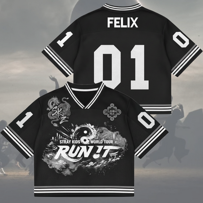 Traditional Run It World Tour Stray Kids Mixed Mesh Jersey Fan Edition