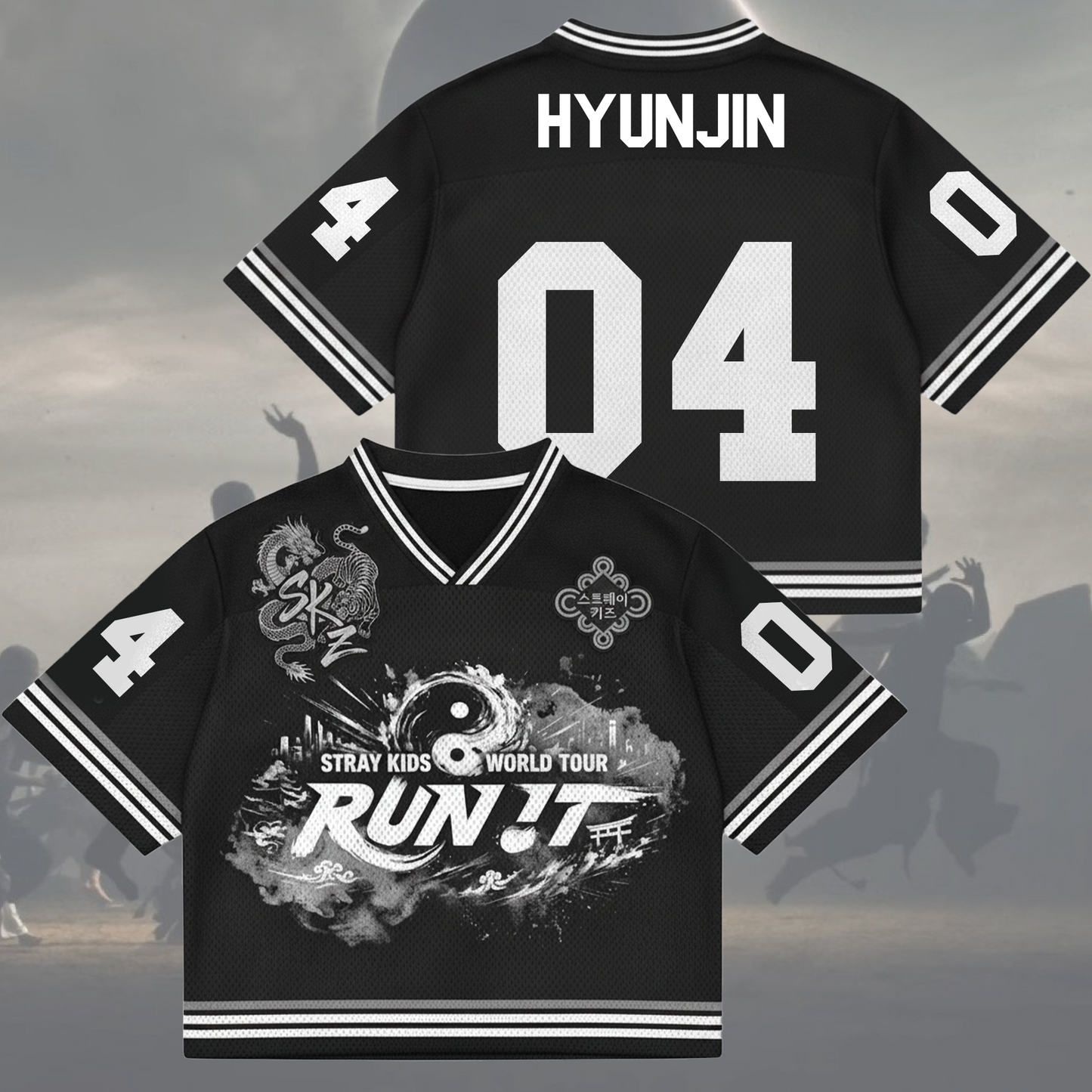 Traditional Run It World Tour Stray Kids Mixed Mesh Jersey Fan Edition