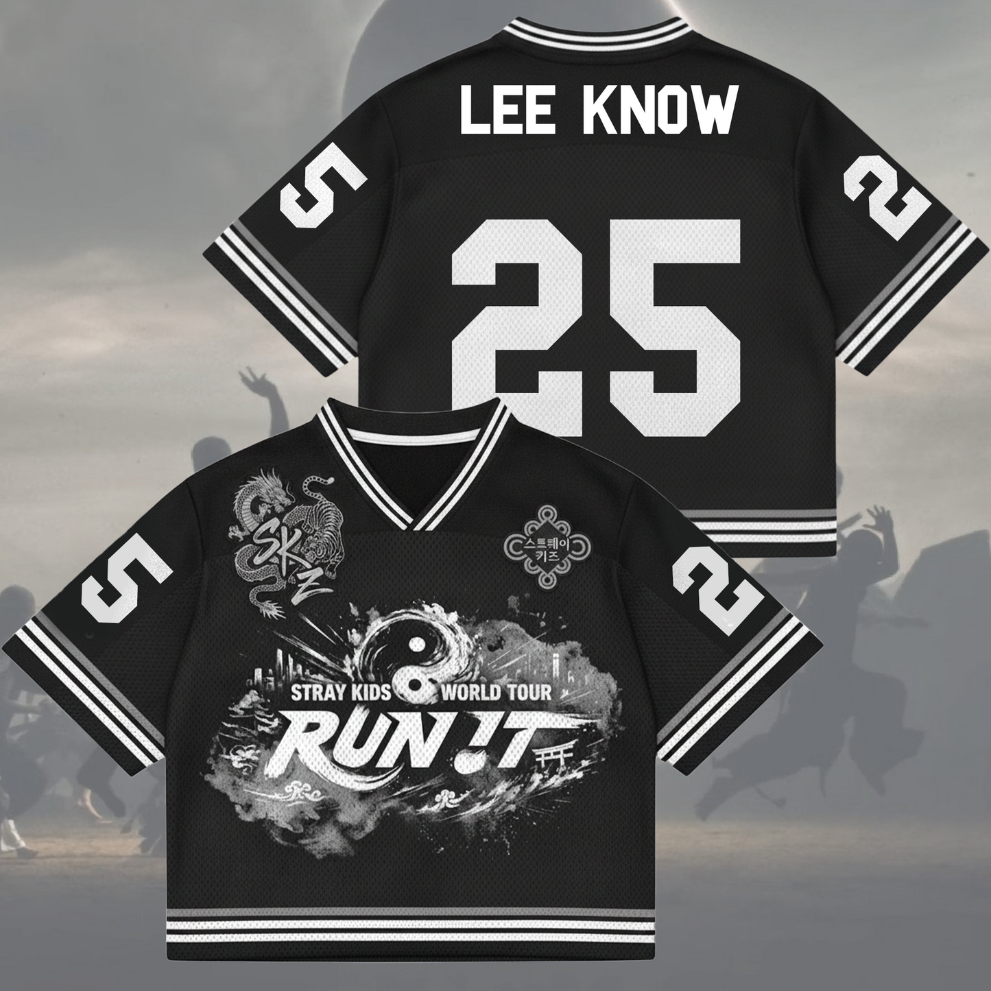 Traditional Run It World Tour Stray Kids Mixed Mesh Jersey Fan Edition