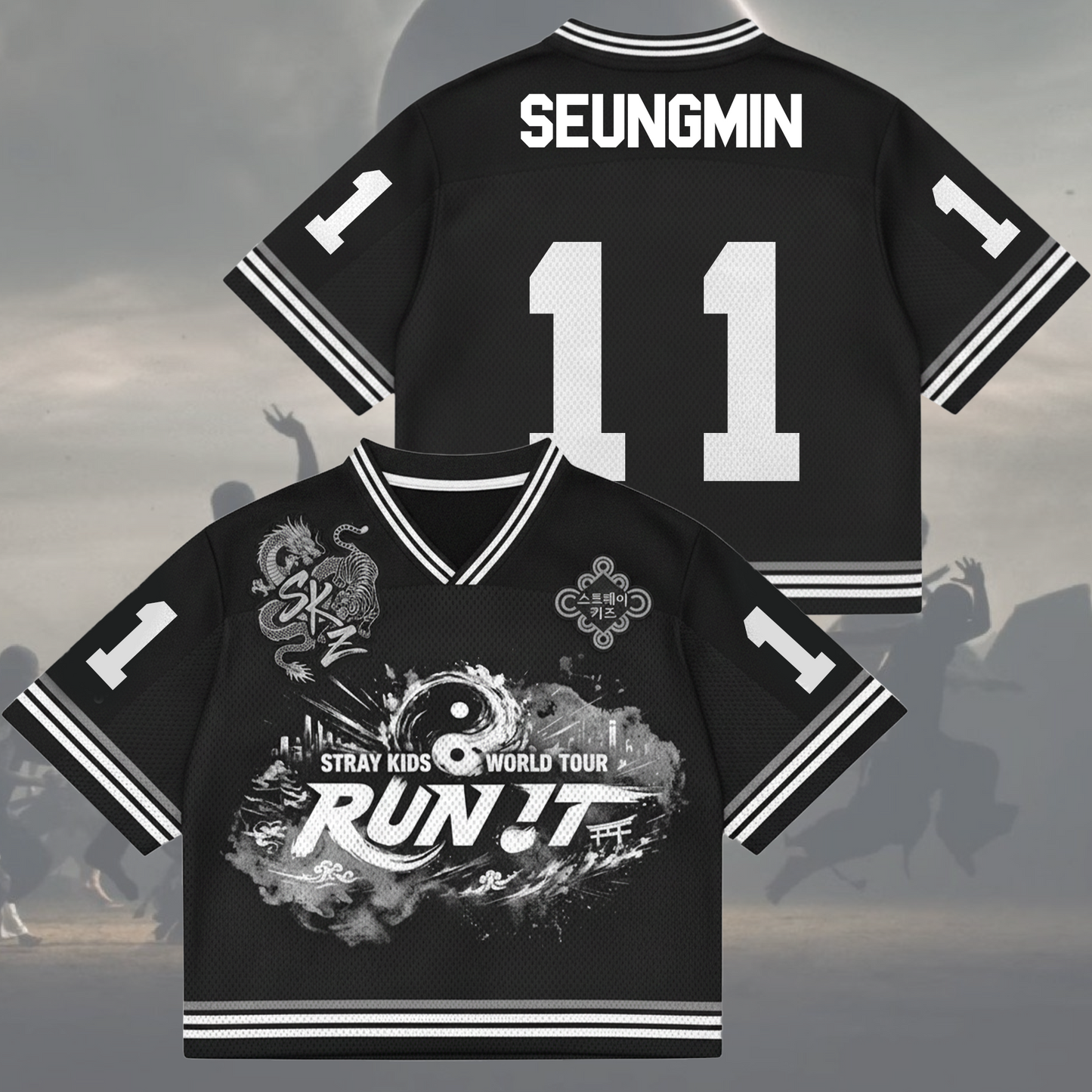 Traditional Run It World Tour Stray Kids Mixed Mesh Jersey Fan Edition