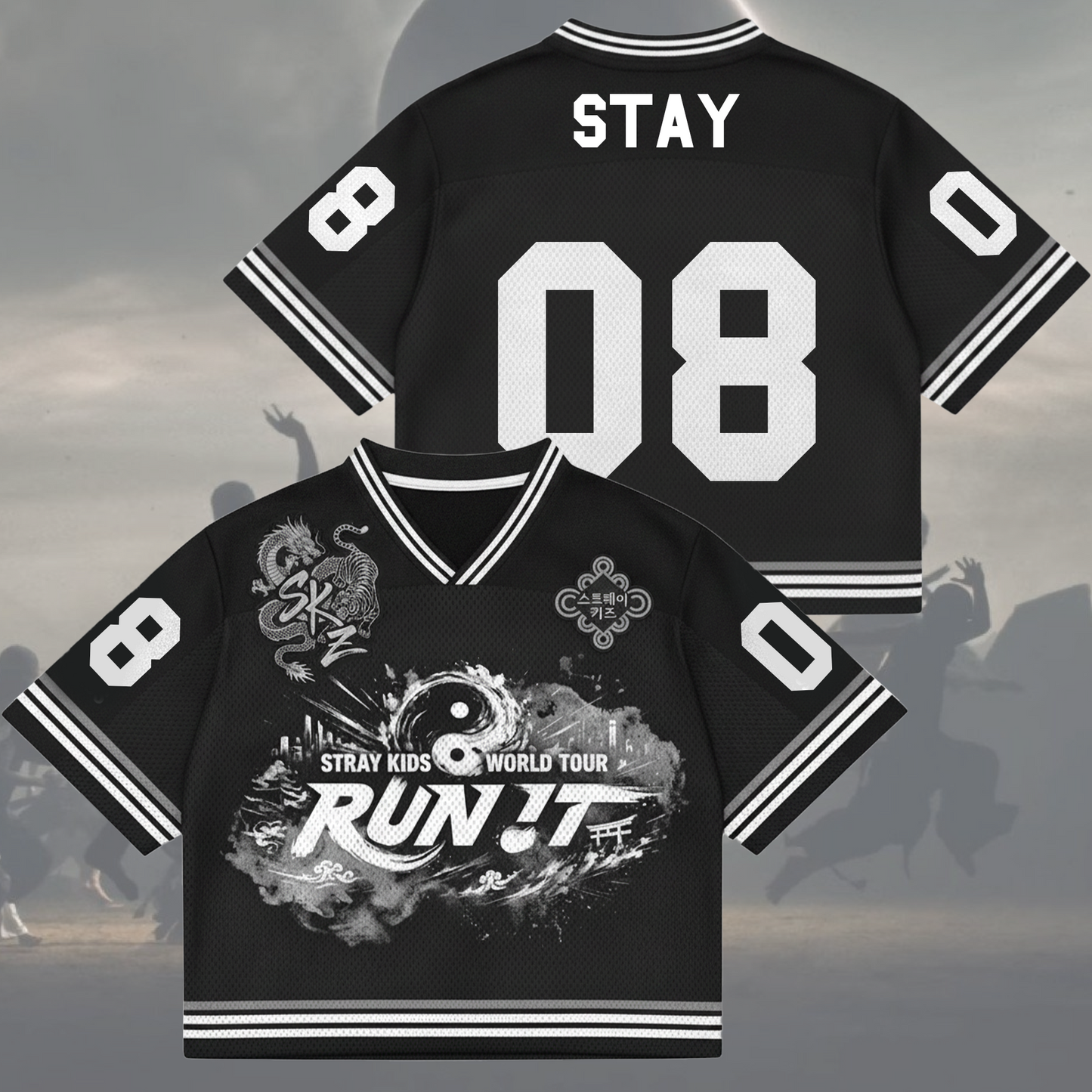 Traditional Run It World Tour Stray Kids Mixed Mesh Jersey Fan Edition