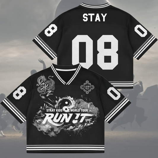 Traditional Run It World Tour Stray Kids Mixed Mesh Jersey Fan Edition