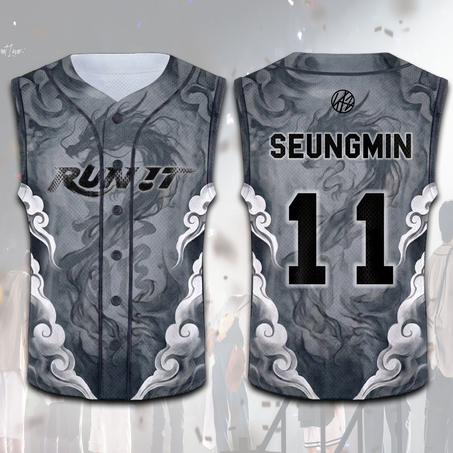 Edgy Stray Kids Run It World Tour Dragon Sleeveless Mesh Baseball Jersey Fan Edition