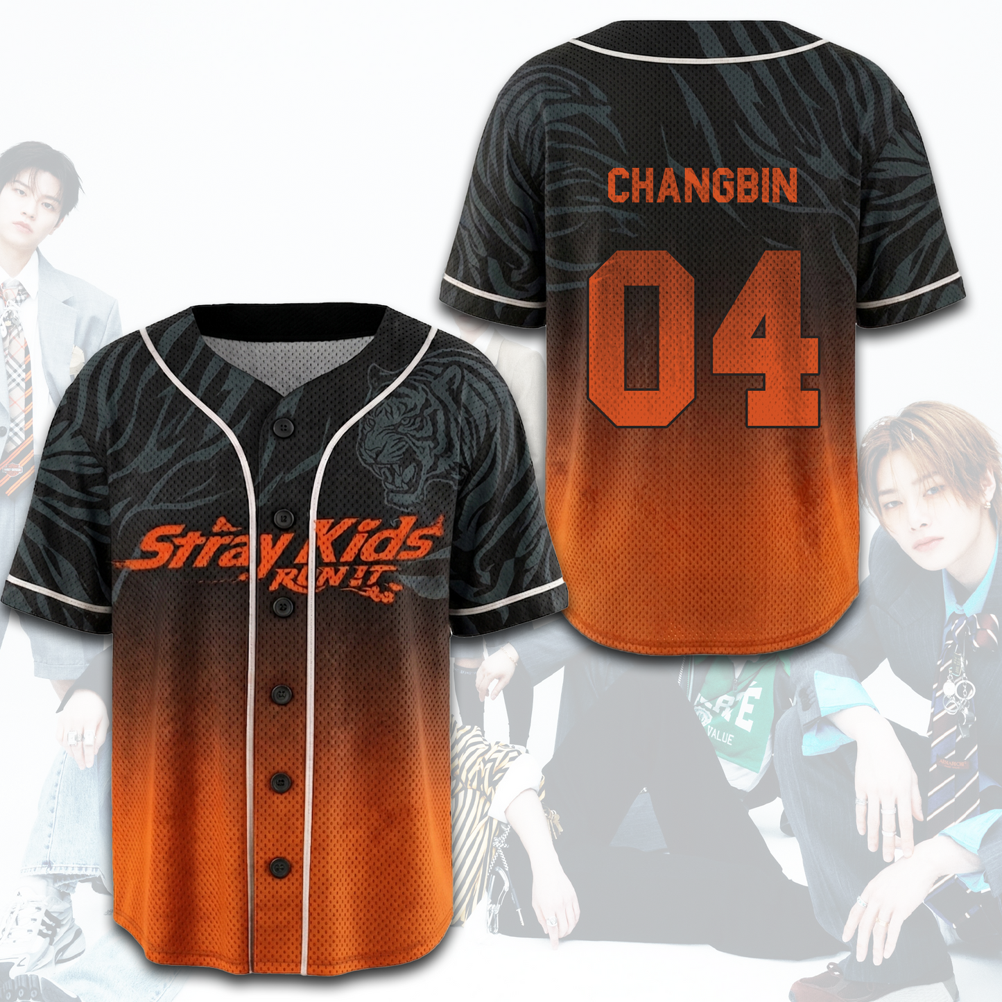 Stray Kids Run It Ombre Mesh Baseball Jersey SKZ Kpop Streetwear Merch Gift For Stay
