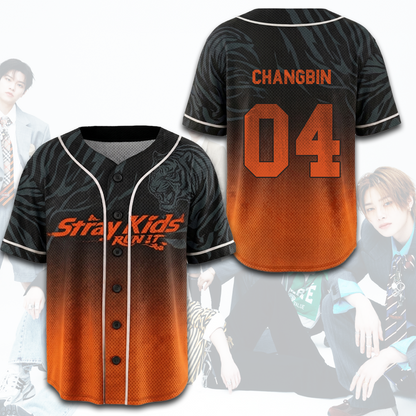 Stray Kids Run It Ombre Mesh Baseball Jersey SKZ Kpop Streetwear Merch Gift For Stay