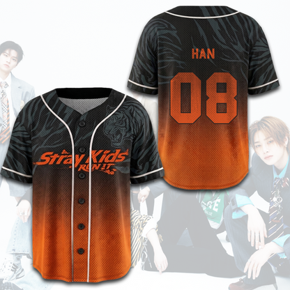 Stray Kids Run It Ombre Mesh Baseball Jersey SKZ Kpop Streetwear Merch Gift For Stay
