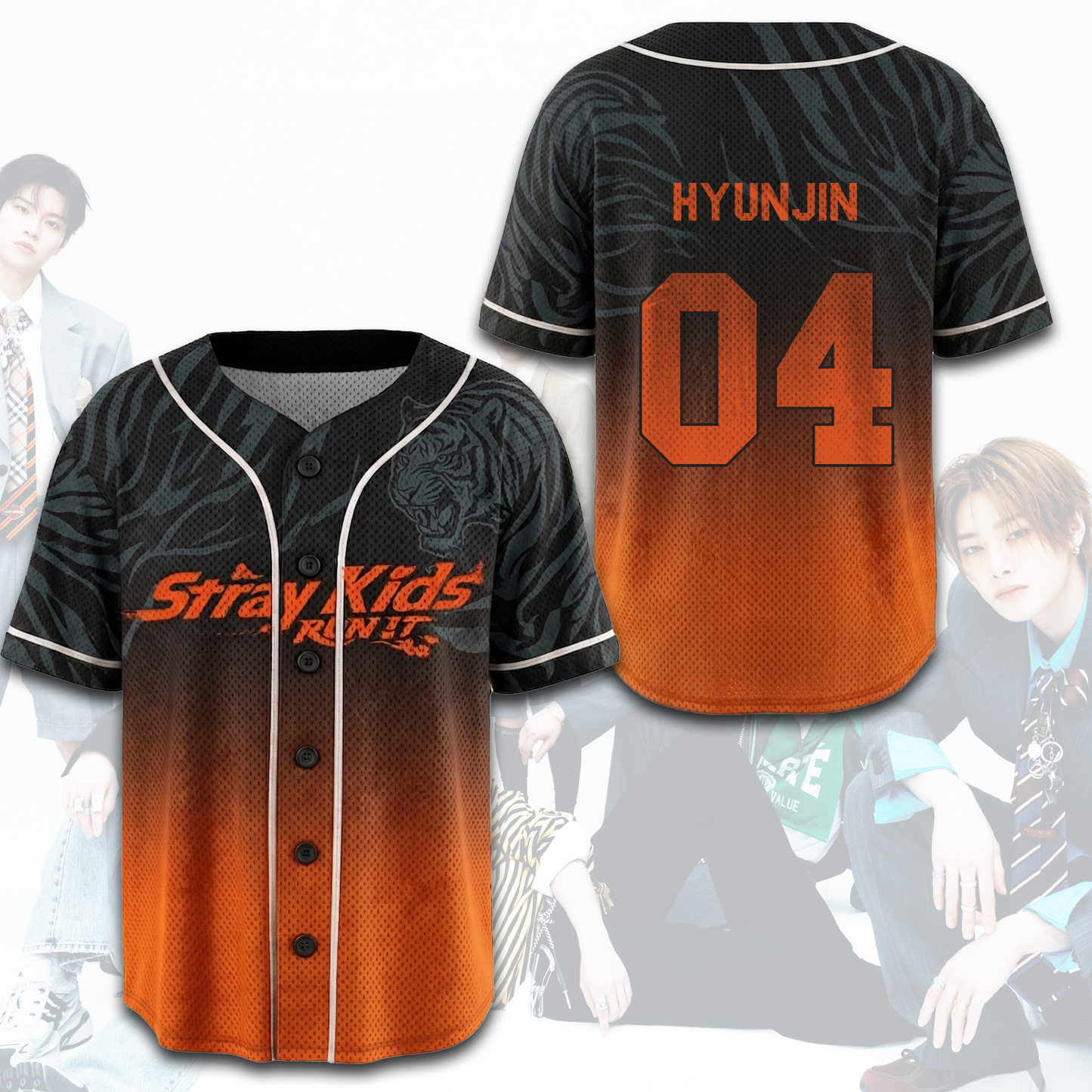 Stray Kids Run It Ombre Mesh Baseball Jersey SKZ Kpop Streetwear Merch Gift For Stay