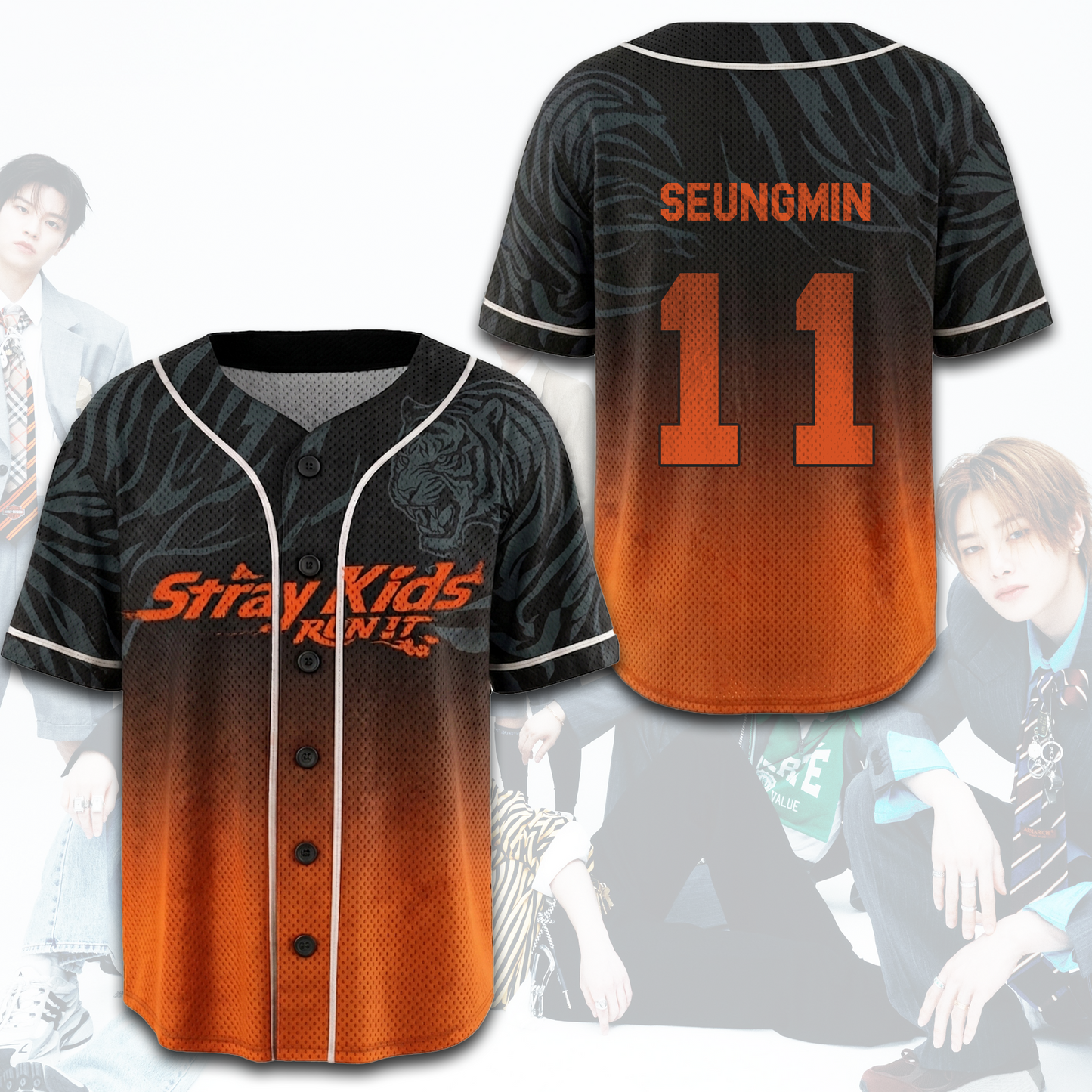 Stray Kids Run It Ombre Mesh Baseball Jersey SKZ Kpop Streetwear Merch Gift For Stay