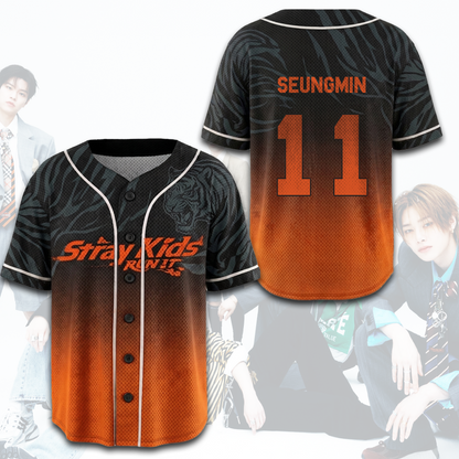 Stray Kids Run It Ombre Mesh Baseball Jersey SKZ Kpop Streetwear Merch Gift For Stay