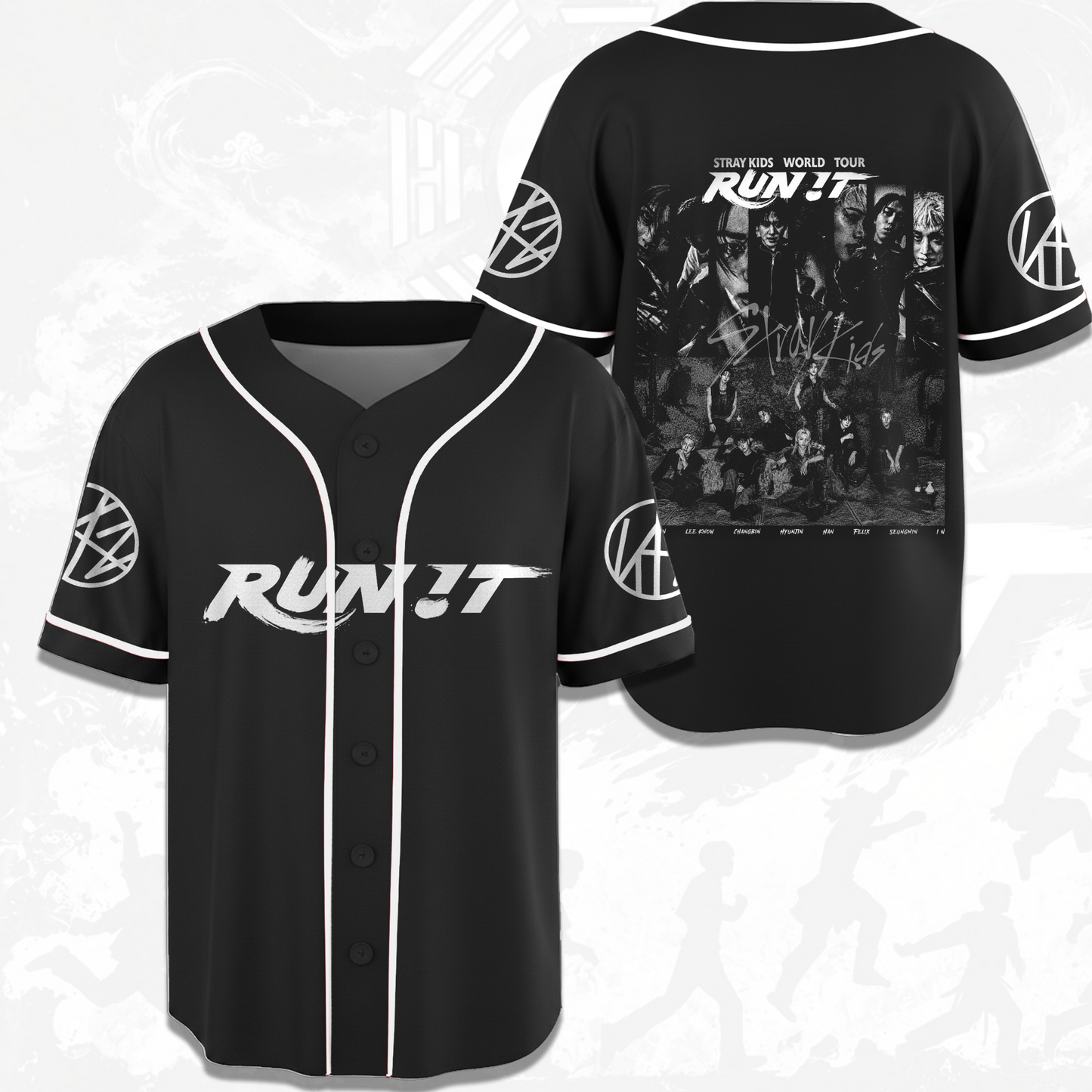 Vintage Stray kids Run It World Tour Baseball Jersey Fan Edition