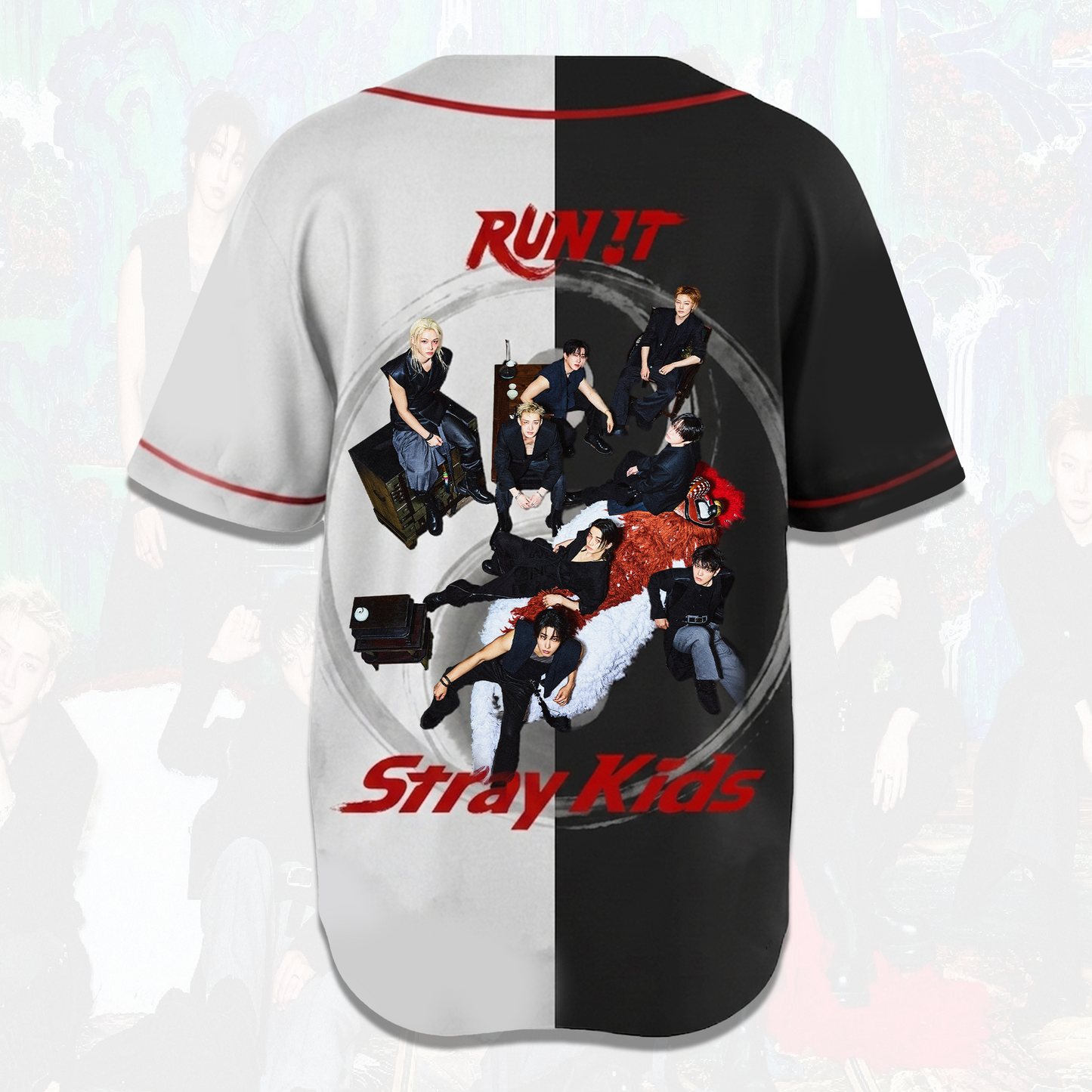 Black and White Stray kids Run It World Tour Baseball Jersey Gift For Stay