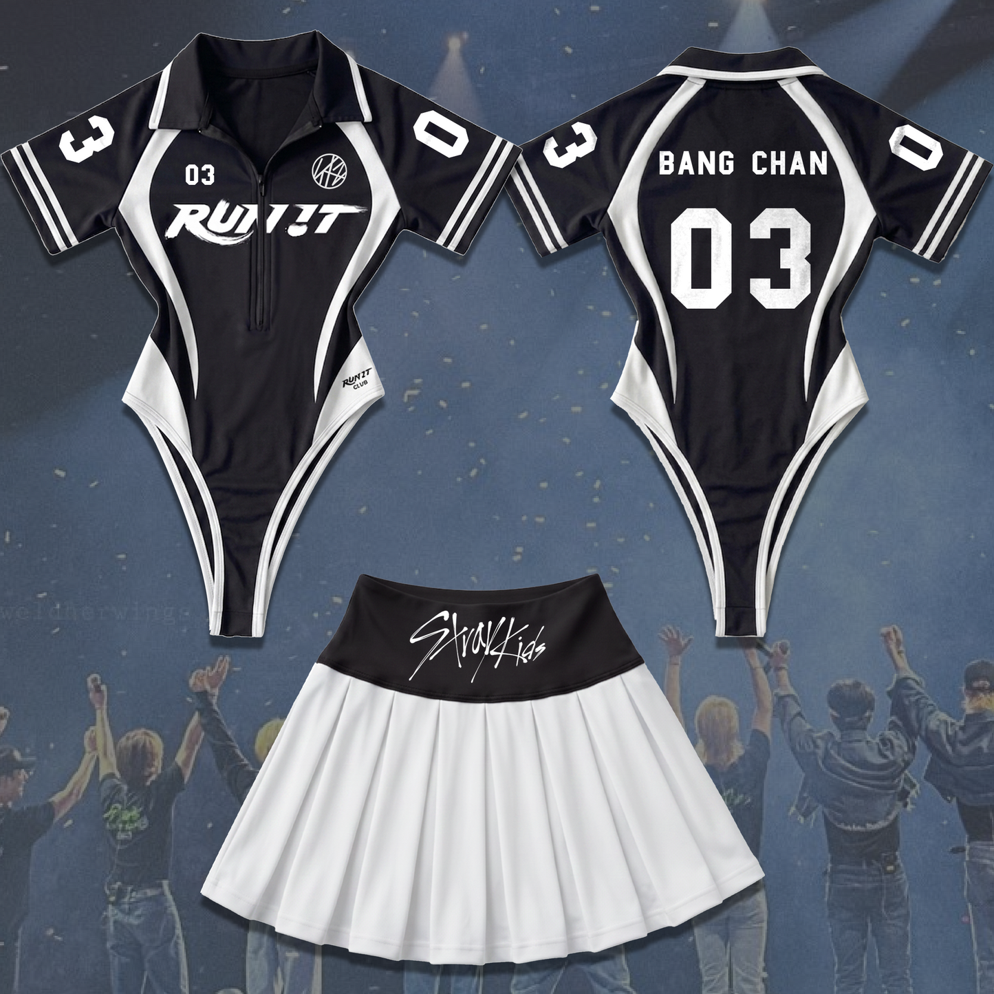 Run It Stray Kids World Tour Full Jersey Bodysuit Set Gift For Fans