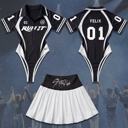 Run It Stray Kids World Tour Full Jersey Bodysuit Set Gift For Fans