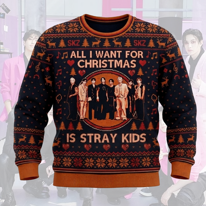 Stray Kids Run It World Tour All I Want For Christmas Is Ugly Sweater Gift For Fans