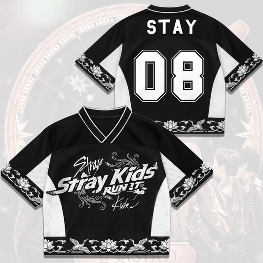 Elegant Oriental Stray Kids Run It World Tour Mixed Mesh Jersey Gift For Fans