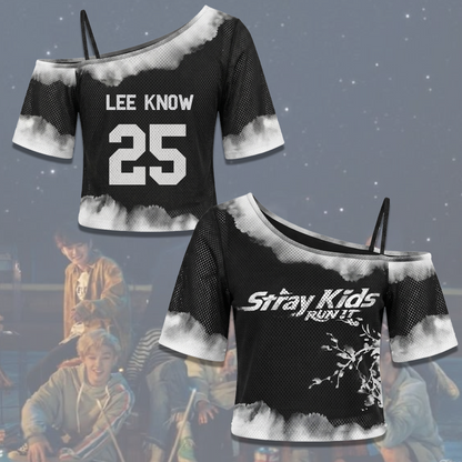 Gritty Stray Kids Run It World Tour Off Shoulder Mesh Gift For Stay