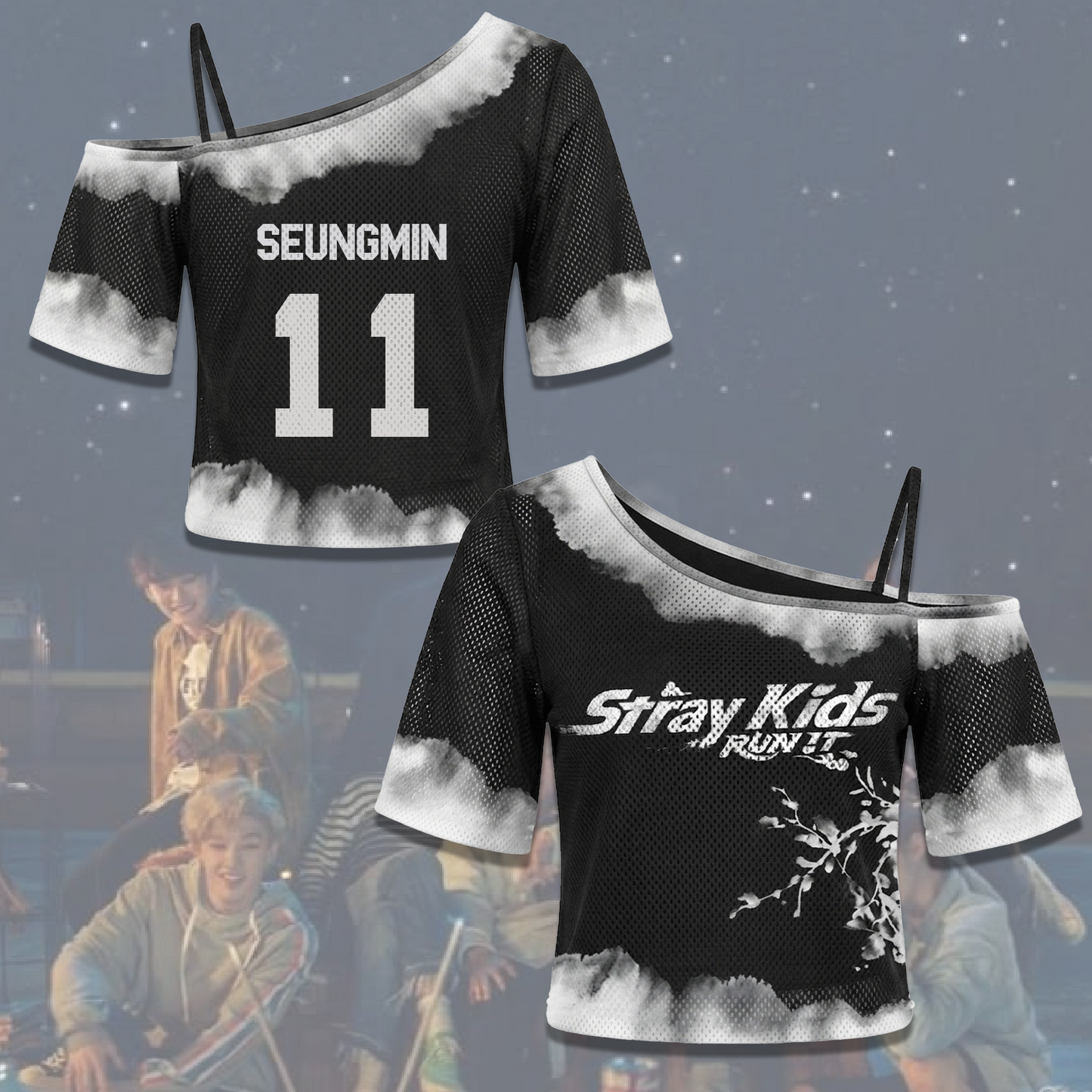 Gritty Stray Kids Run It World Tour Off Shoulder Mesh Gift For Stay