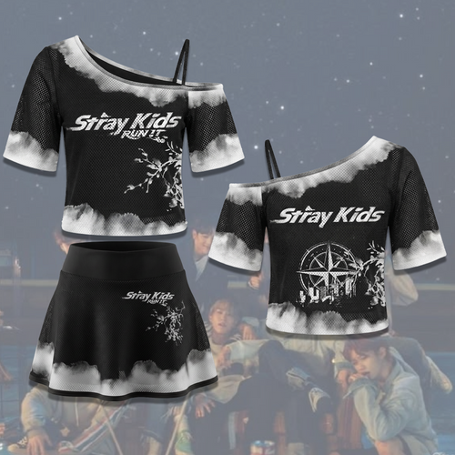 Gritty Stray Kids Run It World Tour Off Shoulder Mesh Gift For Stay