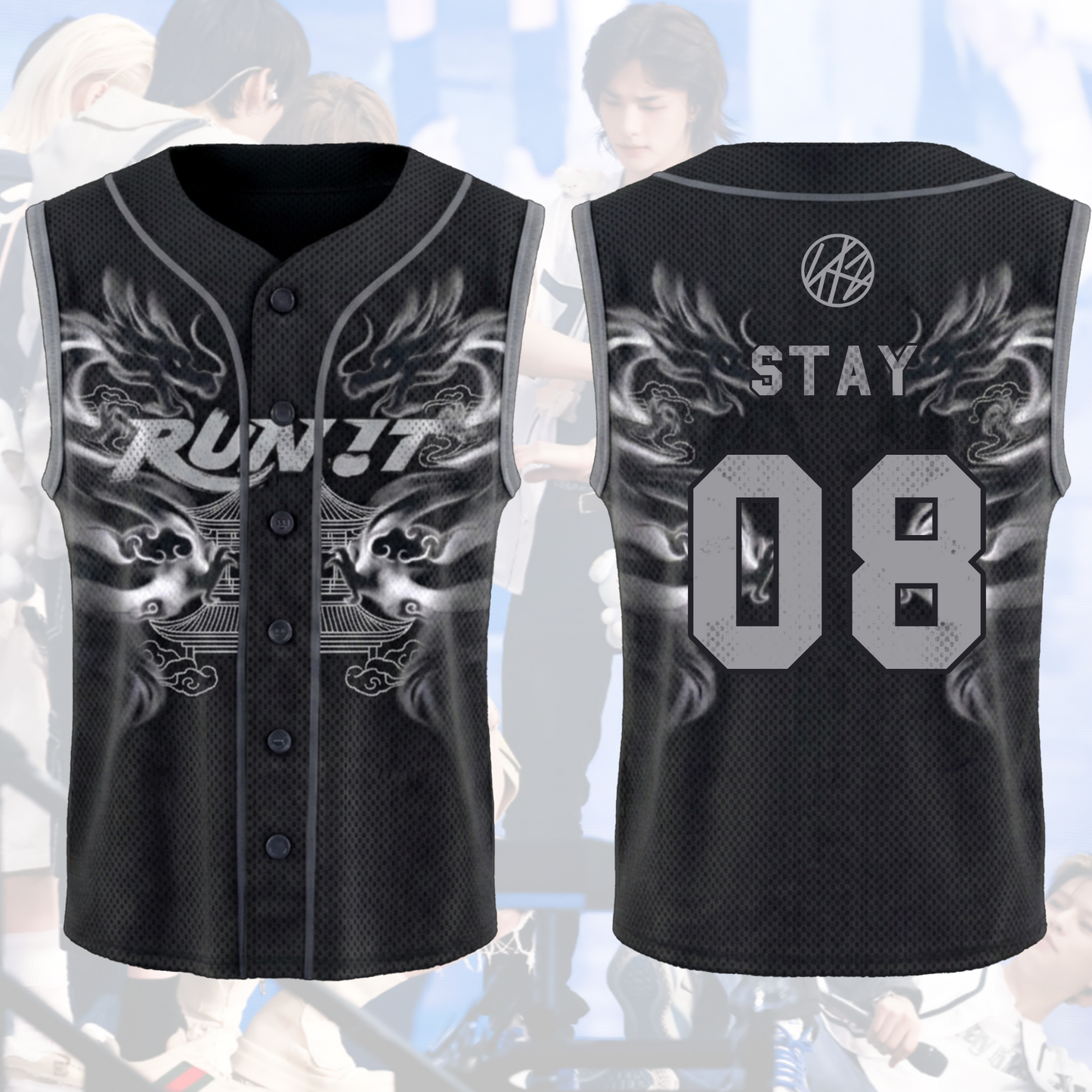Streetwear Stray Kids Run It World Tour Mystic Smoke Sleeveless Mesh Baseball Jersey Gift For Fans