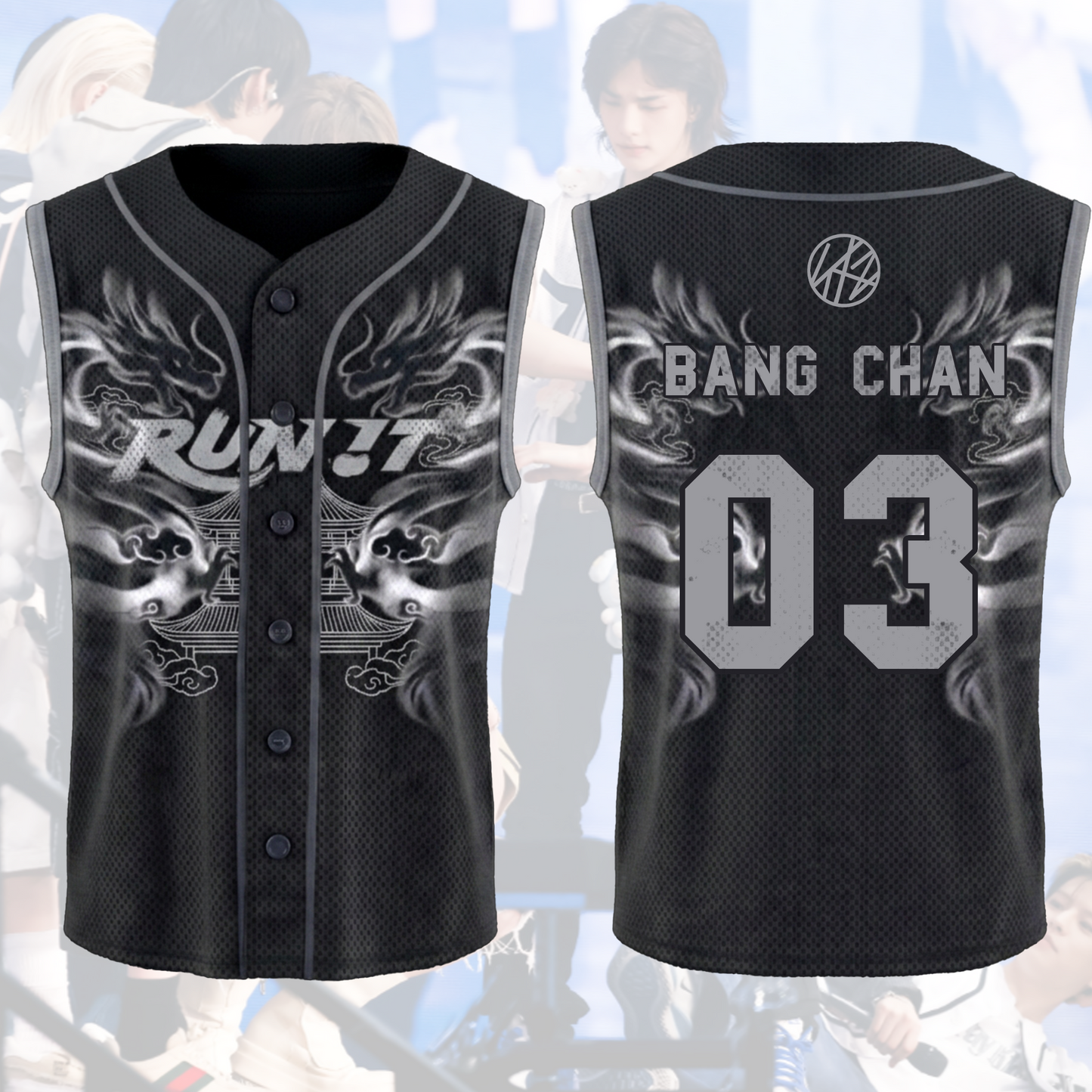 Streetwear Stray Kids Run It World Tour Mystic Smoke Sleeveless Mesh Baseball Jersey Gift For Fans