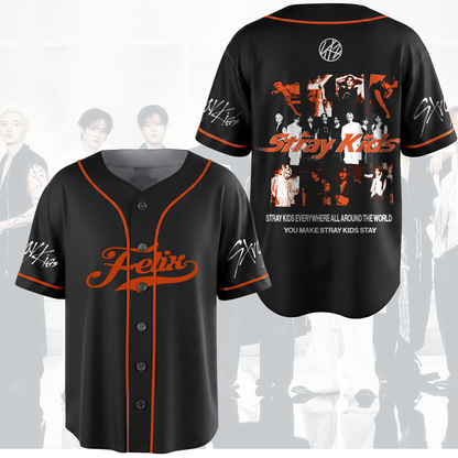 Run It World Tour Stray Kids Baseball Jersey Orange Season Gifts For Stay