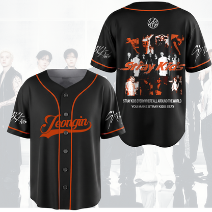 Run It World Tour Stray Kids Baseball Jersey Orange Season Gifts For Stay