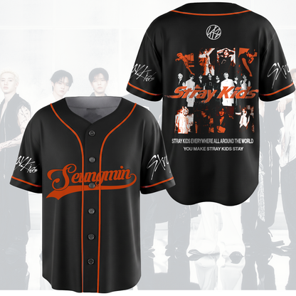 Run It World Tour Stray Kids Baseball Jersey Orange Season Gifts For Stay
